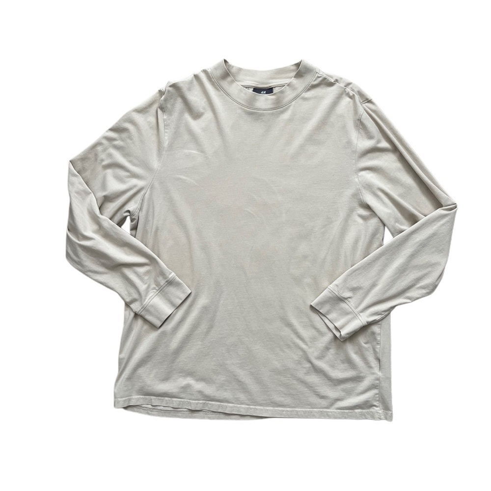 H&M MENS TAN SLIM FIT LONG SLEEVE TSHIRT SZ 2XL